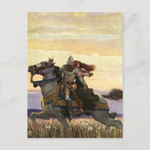 “Han red bort med drottningen” av NC Wyeth Vykort