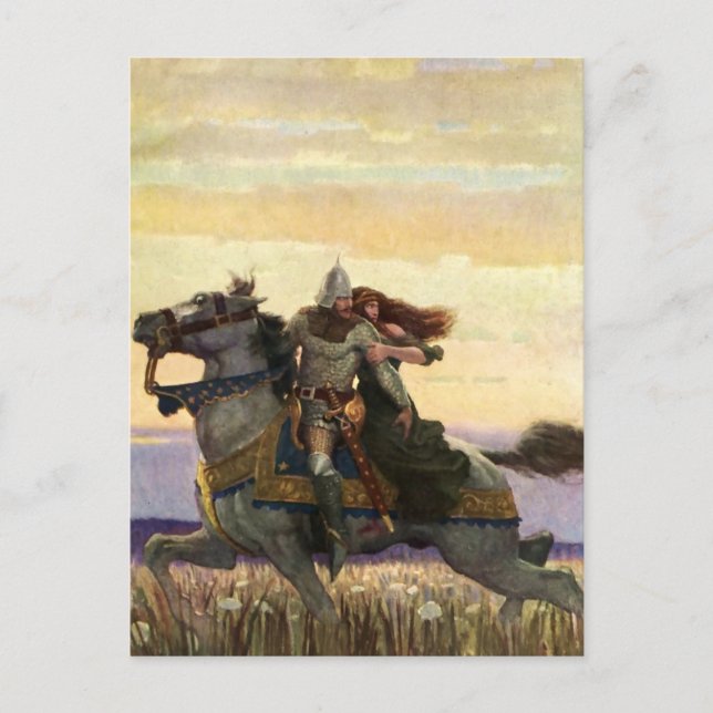 “Han red bort med drottningen” av NC Wyeth Vykort (Framsida)