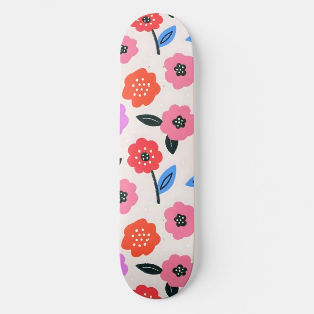 Han ritar blommönster mini skateboard bräda 18,5 cm (Framsida)