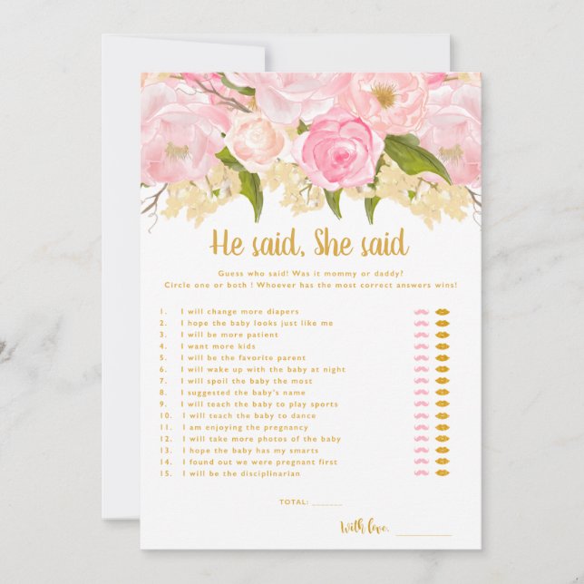 Han sa att hon sa att flickbabyskor spelar spel inbjudningar (Framsida)