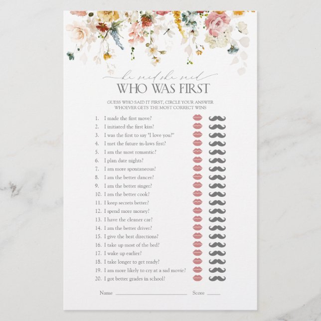 Han sa att hon sa att Garden Flowers Möhippa Game (Framsida)