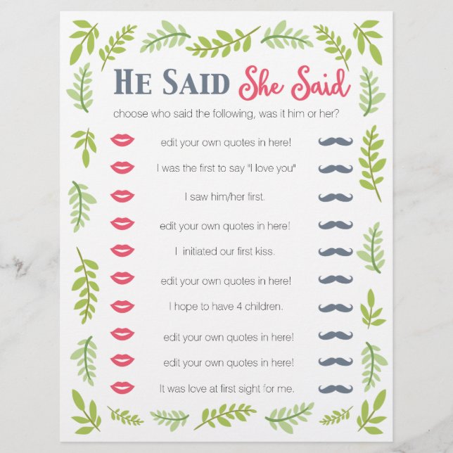 Han sa att hon sa att hon illustrerade lövspel (Framsida)