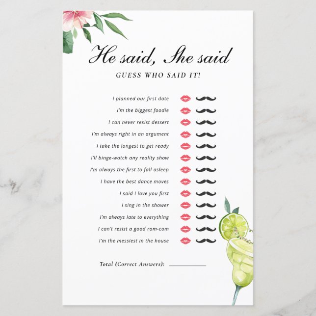 Han sa att hon sa att Margarita Möhippa Game (Framsida)