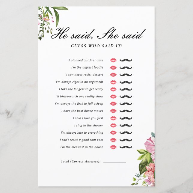 Han sa att hon sa att Margarita Möhippa Game (Framsida)