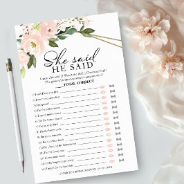 Han sa att hon sa att Rosa av spel Möhippa Flygblad