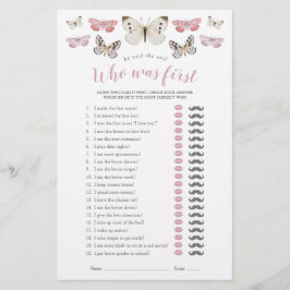 Han sa att hon sa att Rosa Butterflies Shower Game