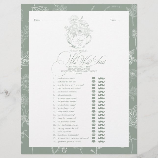 Han sa att hon sa att Sage Grönt Möhippa  Tea Show (Framsida)