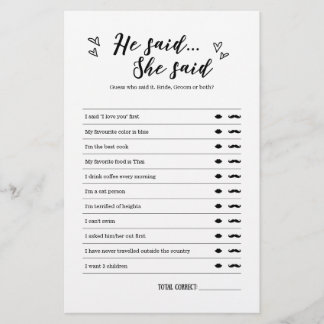 Han sa att hon sa att spel för Bröllop eller Möhip