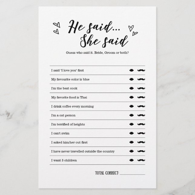 Han sa att hon sa att spel för Bröllop eller Möhip (Framsida)