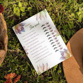 Han sa att hon sa bröllopsfest spel papper blad