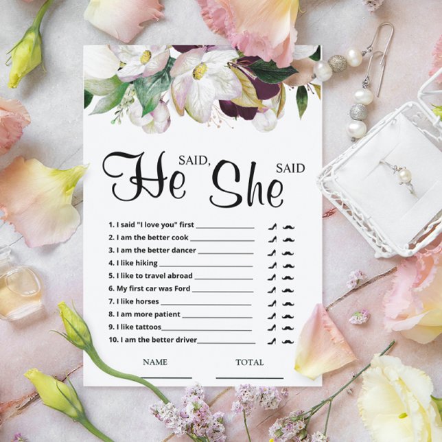 Han sa att hon sa Burgund Blommig Bröllopsspel (Skapare uppladdad)