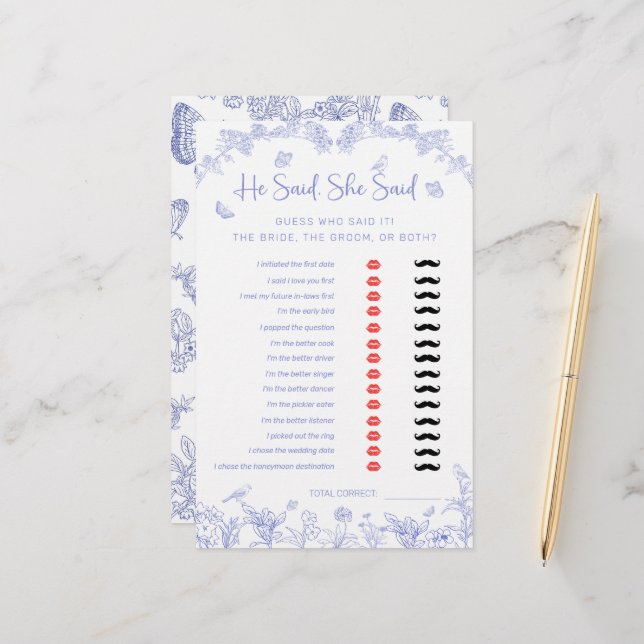 Han sa att hon sa Chinoiserie Möhippa Game (Fram/Back In Situ)