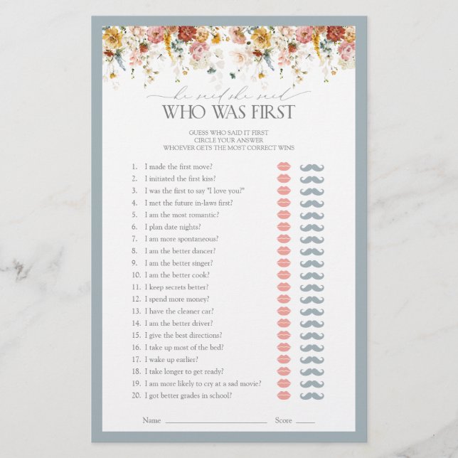 Han sa att hon sa Dusty Blue Möhippa Game (Framsida)