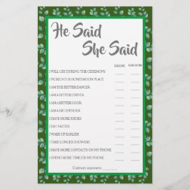 Han sa att hon sa | Eucalyptus Shower Game Card Flygblad