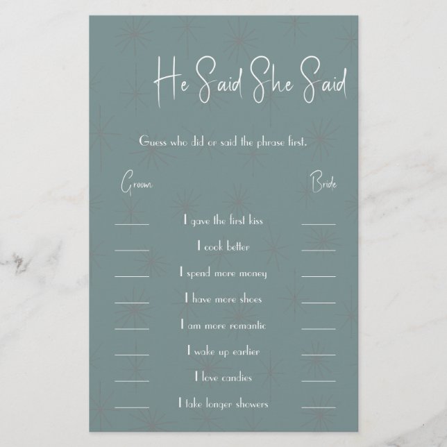 Han sa att hon sa "Game Card Flyer" Flygblad (Framsidan)