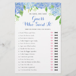 Han sa att hon sa Hydrangea Möhippa Ord Game