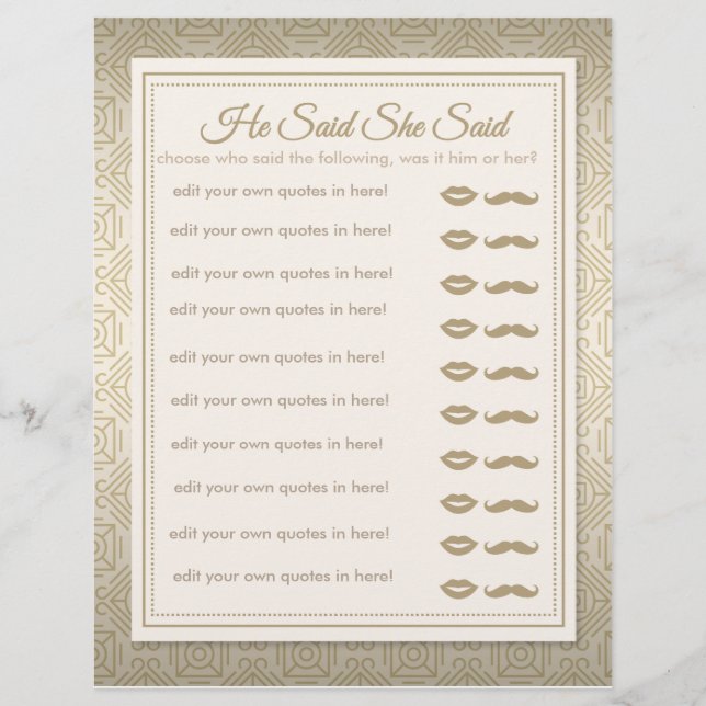 Han sa att hon sa Klassiskt Guld Art Deco Spel (Framsida)