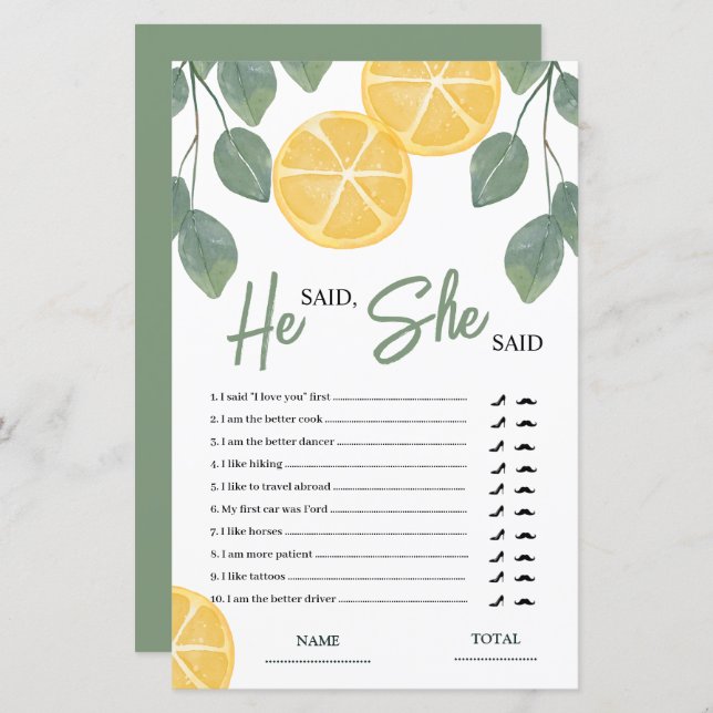 Han sa att hon sa Lemon Möhippa Game (Fram/baksida)