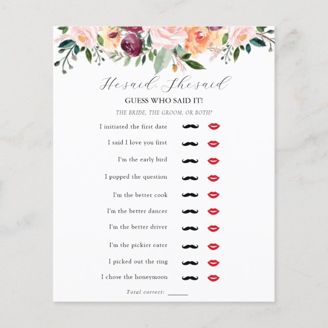 Han sa att hon sa Möhippa Game (Framsida)