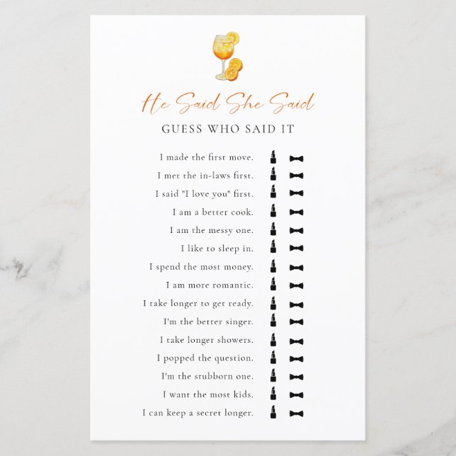 Han sa att hon sa Möhippa Game Aperol Spritz (Framsida)