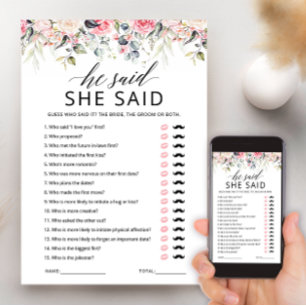 Han sa att hon sa Möhippa Game Card Inbjudningar