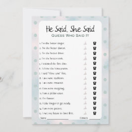 Han sa att hon sa Möhippa Game Inbjudningar