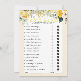 Han sa att hon sa Möhippa Game Inbjudningar