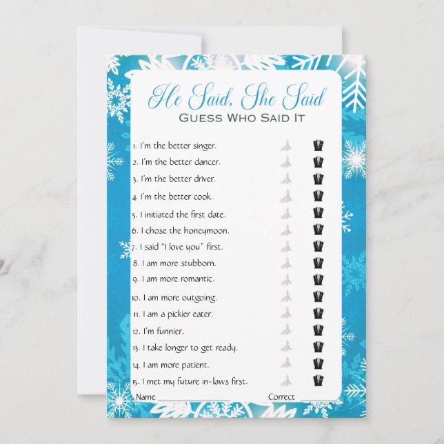 Han sa att hon sa Möhippa Game Inbjudningar (Framsida)