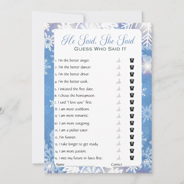 Han sa att hon sa Möhippa Game Inbjudningar (Framsida)