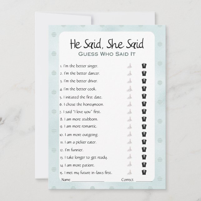 Han sa att hon sa Möhippa Game Inbjudningar (Framsida)