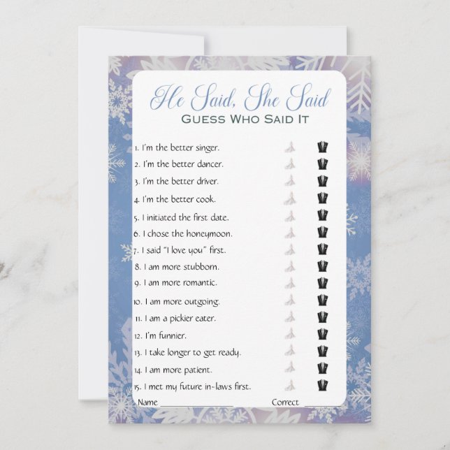 Han sa att hon sa Möhippa Game Inbjudningar (Framsida)