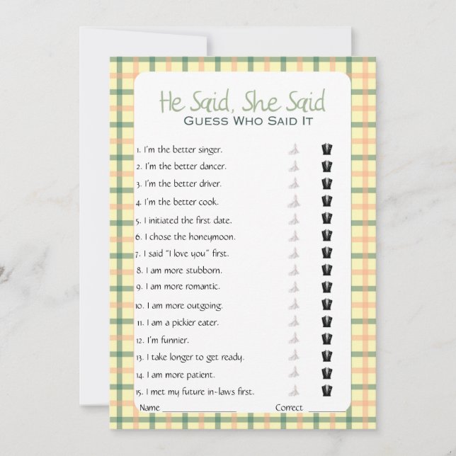 Han sa att hon sa Möhippa Game Inbjudningar (Framsida)