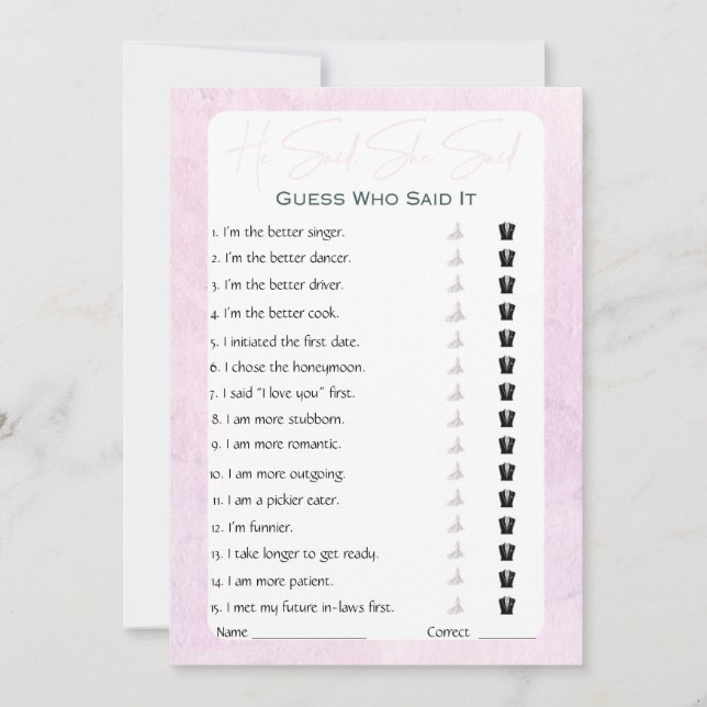 Han sa att hon sa Möhippa Game Inbjudningar (Framsida)