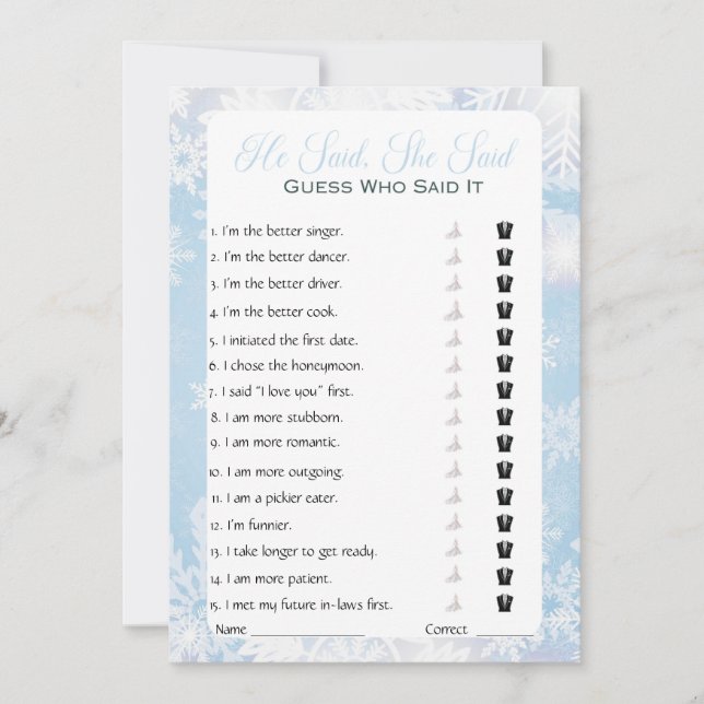 Han sa att hon sa Möhippa Game Inbjudningar (Framsida)