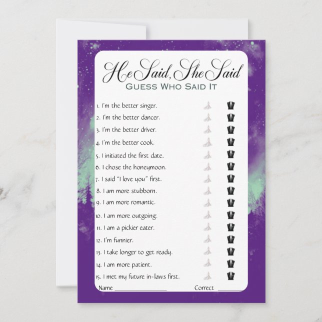 Han sa att hon sa Möhippa Game Inbjudningar (Framsida)