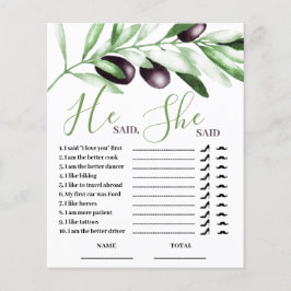 Han sa att hon sa Olive Gren Möhippa Game