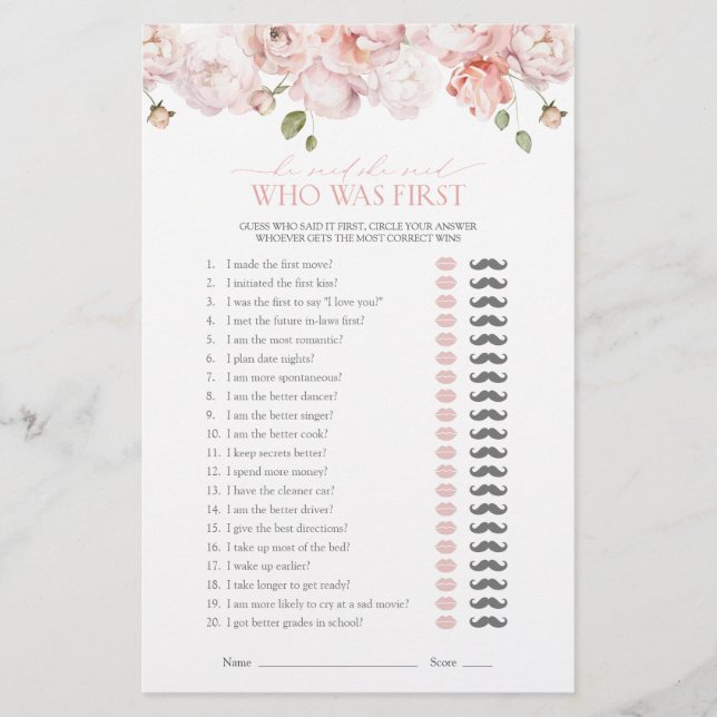 Han sa att hon sa Rosa Flowers Möhippa Game (Framsida)