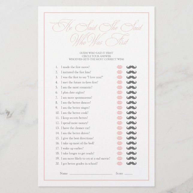 Han sa att hon sa Rosa Script Möhippa Game (Framsida)