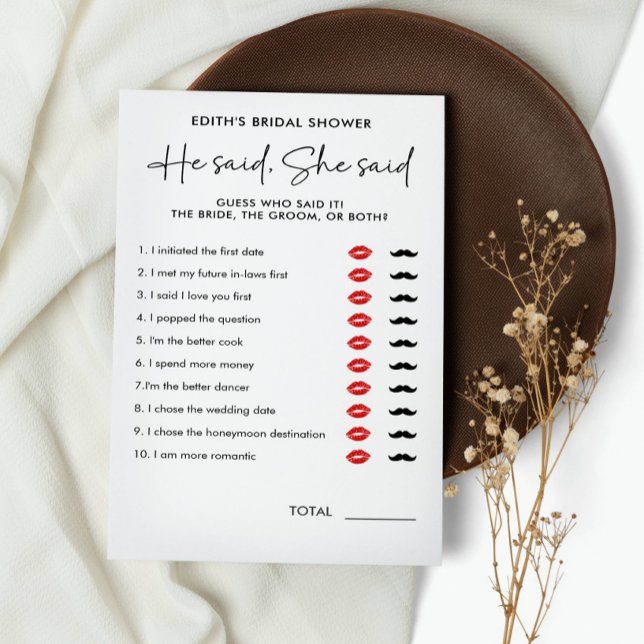 Han sa att hon sa Simple Handwrite MÖHIPPA (HE SAID SHE SAID BRIDAL OR COUPLE SHOWER GAME)