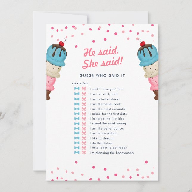 Han sa att hon skulle gissa vem som spelar bästa M Inbjudningar (Framsida)