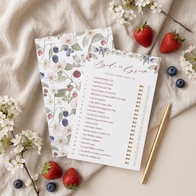 Han Sa Hon Sa Berry Söt Bröllopsduschspel (He Said She Said Berry Sweet Bridal Shower Game)
