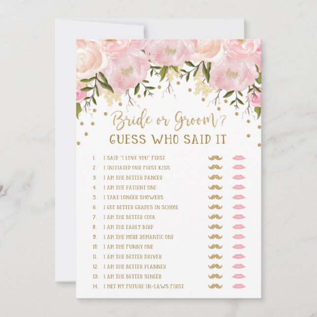 Han sa hon sa Brud Brudgum Bröllopsdusch spel (Framsida)