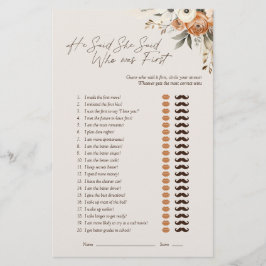 Han sa, hon sa Espresso Blommig Bröllopsspel