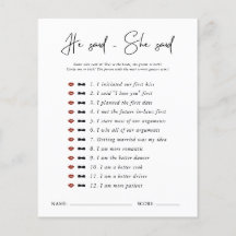 Han sa, hon sa | Modern minimalist bröllosdusch