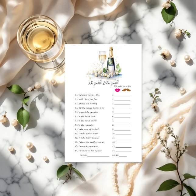 "Han sa, hon sa" Möhippa Game ("He Said, She Said" Bridal Shower Game)