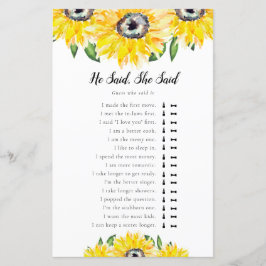 Han sa, hon sa Solros Bröllopsdusch spel