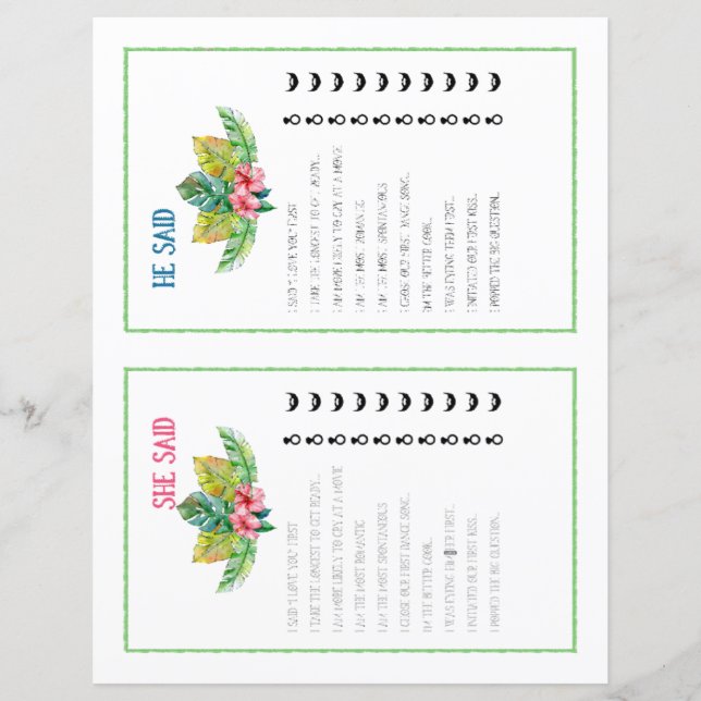 Han sa hon sa Tropisk Bröllopsduschlek (Framsida)