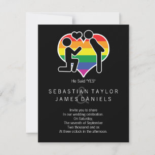 Han sa ja, mr och mr Frieri Gay Bröllop Inbjudningar