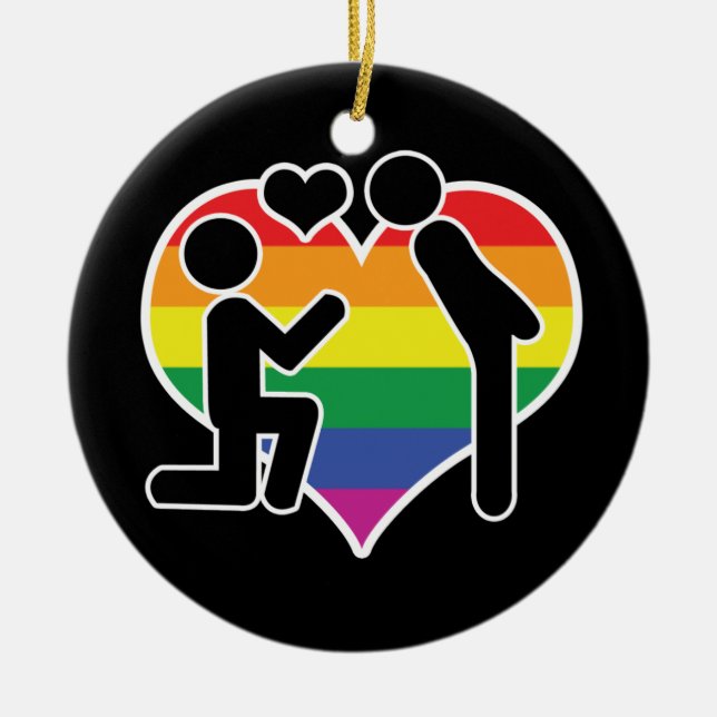 Han sa ja, mr och mr Frieri Gay Bröllop Julgransprydnad Keramik (Framsidan)