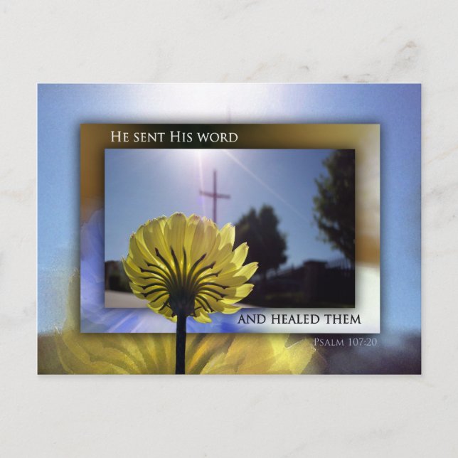 Han sände sitt ord och läkte dem vykort (Framsida)